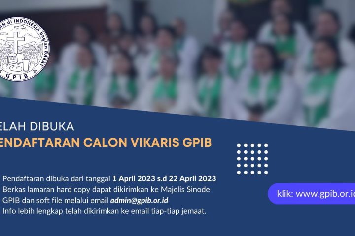 Telah Dibuka Pendaftaran Calon Vikaris GPIB 2023